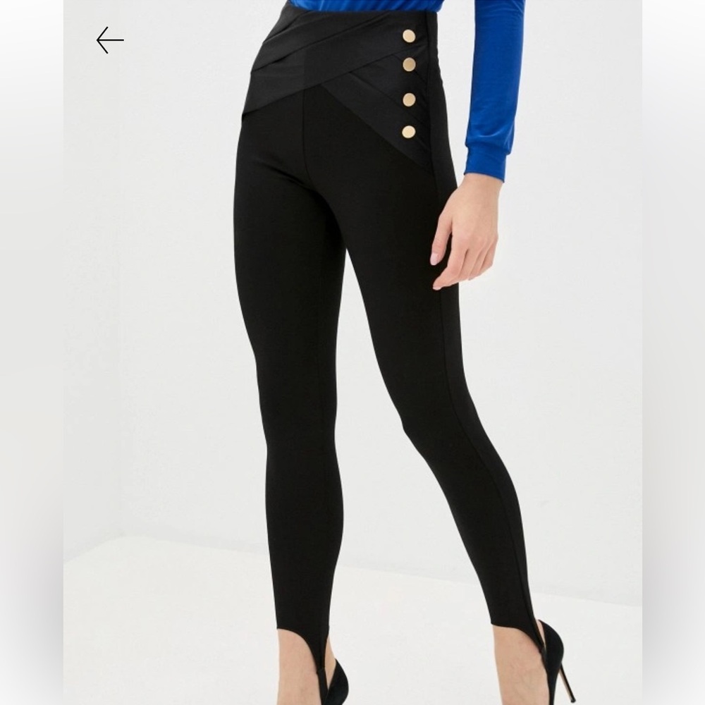 NWT | Calzedonia | Italian Style Button Detail Black Leggings | Size:S